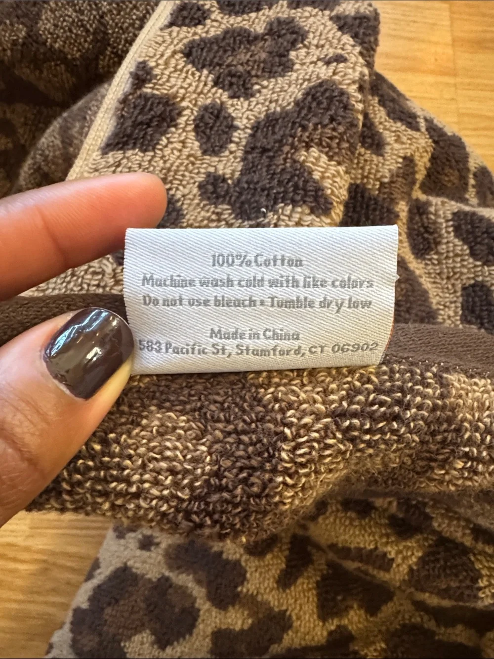 Caro Leopard Print Brown Bath & Hand Towel Set